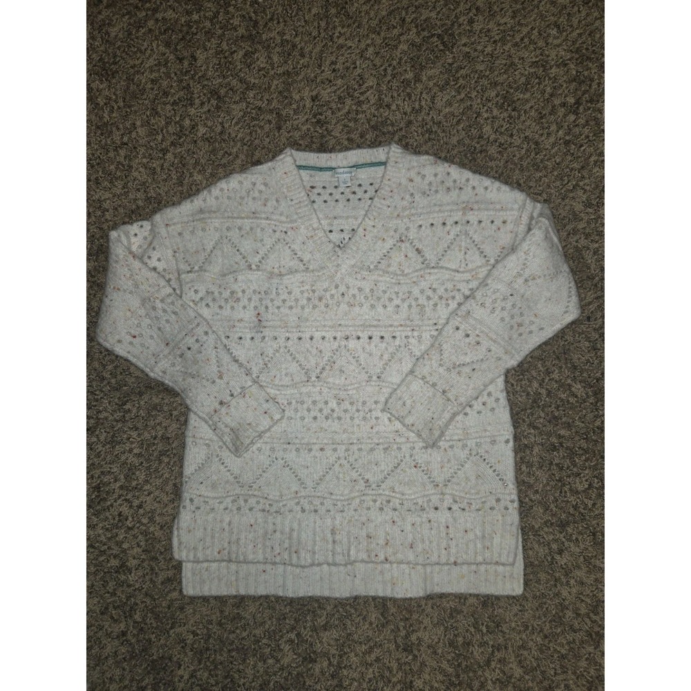 Sundance Catalog Minnie Oversized Multicolor Speckled Cream V-neck Sweater S
